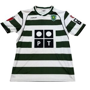 Sporting Portugal Men's XL Gilbertson Jersey Reebok Football Soccer Green‎ White